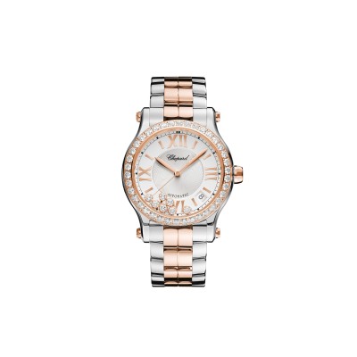 CHOPARD HAPPY SPORT 36 MM, AUTOMATIC, ETHICAL ROSE GOLD, LUCENT STEEL™, DIAMONDS 278559-6004